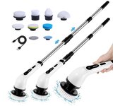 Cepillo de limpieza eléctrica 9 en 1, cepillo para limpieza de baño y cocina multifuncional, máquina de limpieza eléctrica giratoria inalámbrica blanco