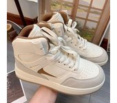 AJ Zapatos de Mujer Estilo Coreano Plataforma de Cuero de Moda Zapatos de caña Alta Zapatos de Tabla Zapatilla de Deporte Air Force No. 1 Zapatos Lovers Mujer Zapatos Blancos Mujer 35