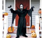 1 juego de disfraz de Halloween para niños, disfraz de fantasma espeluznante, máscara, guantes, cinturón, bata, traje, fiesta de carnaval, actuación, casa embrujada, atuendo para niños S negro