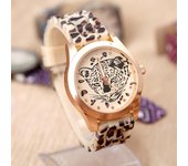 Reloj de cuarzo con estampado de leopardo de moda para mujer, relojes deportivos de silicona, relojes de pulsera de cuarzo con correa de silicona, reloj para mujer