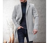 Otoño Invierno gabardina para hombre cuello vuelto manga larga Color sólido abrigo de lana de un solo pecho abrigo de longitud media que combina con todo 3XL marrón