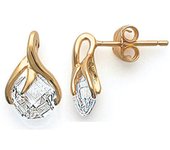 Les Trésors De Lily [L1183] - Pendientes chapados en oro 'Linda' oro blanco - 12x7 mm oro