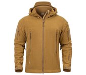 Chaqueta con capucha de lana militar para hombre, abrigo táctico Polar cálido para invierno y otoño, abrigo con capucha para senderismo y exteriores con múltiples bolsillos S caqui