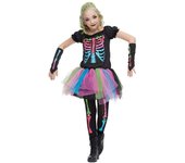 Vestido de esqueleto de Halloween para niña, disfraz de falda tutú, disfraz de miedo, disfraz de huesos Punky funky S