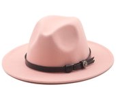 Nuevo Sombrero Fedora de lana para hombres y mujeres con cinta de cuero Caballero elegante señora invierno otoño ala ancha Jazz Iglesia Panamá Sombrero 56-58CM