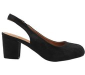 ¿De dónde es eso para mujer/señoras Edith Suede Sling Back zapatos de tacón ancho en bloque? 3 UK Wide negro