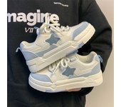 Zapatos deportivos blancos y azules para mujer, zapatillas de plataforma con plataforma para primavera y otoño, zapatos planos Vintage informales vulcanizados Kawaii para tenis 35 azul