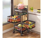 Estante de almacenamiento de cocina de múltiples capas, movible, para frutas y verduras, soporte giratorio para almacenamiento de cocina, estante de gran capacidad