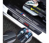 Tiras Universales de Umbral de Puerta de Coche de Comercio Exterior, Pegatinas de Pedal, Película Anti-Patadas, Protección Decorativa, Tiras Anticolisión con Patrón de Fibra de Carbono. 4 door sill strips