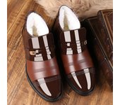 Botas de nieve de invierno de marca de lujo para hombre, botas hasta el tobillo cálidas y gruesas para hombre, zapatos de seguridad formales de cuero para oficina y negocios a la moda para hombre 38 negro