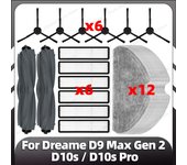Compatible con Dreame D9 Max Gen 2 / D10s / D10s Pro, cepillo lateral principal, filtro HEPA, almohadillas de fregona, repuestos y accesorios.