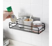 Estante de almacenamiento para el baño, estante organizador de cocina, estantes negros, marco de esquina, perforador de ducha de hierro, estante Caddy montado gratis