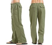 Pantalones de fiesta rectos de calle para hombre, pantalones holgados de lino con cintura elástica, pantalones de talla grande 5XL