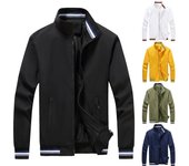 Chaqueta de hombre Otoño e Invierno Chaqueta deportiva informal con cuello alto Chaqueta de moda versátil con cremallera para hombre M blanco