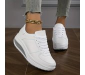 Zapatillas de deporte con cuña para mujer, zapatillas informales con cordones y altura baja, zapatos de plataforma cómodos para caminar 36 cool negro