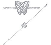 Les Trésors De Lily [J9614] - Bracelet Argent 'Papillon' argenté (rhodié) - 16x15 mm plata