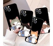 Funda de silicona negra con dibujos de gatos para parejas, Funda diaria para Apple Iphone 11 13 14 12 Pro Max 7 8 Xr X 6 5 5s Se 2022 iPhone 14 Pro Max