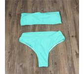 Traje de baño para mujer, Top de tubo de Color sólido, traje de baño Push Up, Bikini Sexy de cintura alta, ropa de playa brasileña, trajes de baño S rojo