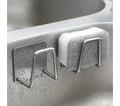 Soporte de esponjas para fregadero de cocina de acero inoxidable, estante de secado de drenaje autoadhesivo, ganchos de pared para cocina, accesorios, organizador de almacenamiento