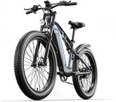 Bicicleta eléctrica de suspensión total Shengmilo MX05, motor de 500 W, autonomía de 60 km, batería SAMSUNG de 48 V, bicicleta de montaña eléctrica de neumáticos anchos de 26  con pantalla LCD, color gris gris