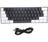 Mini teclado RGB G61 con retroiluminación LED, 61 teclas, sensación mecánica ergonómica, teclado para juegos con cable negro