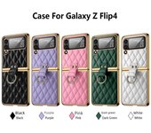 Funda de cuero con anillo de diamantes y estilo fragancia pequeña para Samsung Galaxy Z Flip5/3/4. Z Flip 3 blanco