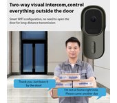Cámara inteligente inalámbrica con timbre de vídeo 1080P con timbre Tuya APP 2,4 GHz WiFi IP65 resistente al agua gris oscuro