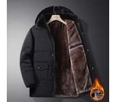 Chaqueta de bombardero gruesa y cálida para hombre, abrigos de felpa gruesos y cálidos, parkas con capucha, chaquetas de polar para hombre, prendas de vestir exteriores, chaqueta masculina 2XL negro