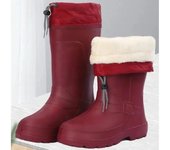 Botas de lluvia para mujer, botas de lluvia hasta la rodilla, botas de goma impermeables para mujer, botas de lluvia de algodón cálidas para invierno, botas lluvia mujer 37 negro