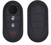 Funda de silicona con 3 botones para llave, carcasa Fob para Alfa Romeo Mito Giulietta 159 Gta Gtv Brera 4c, Protector de piel con soporte de estilo