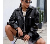 Chaqueta de piel sintética para mujer, estilo europeo y americano, 2024: moda de invierno y otoño. L