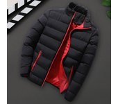 Abrigo de invierno para hombre, abrigo acolchado resistente al viento para hombre, chaqueta de algodón ligera con cuello alto y cierre de cremallera, chaqueta gruesa y resistente al calor para hombre XXXL rojo