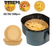 Papel para freidora de aire de 6,3 pulgadas, papel para hornear antiadherente para freidora de aire de 3 a 5 cuartos de galón, resistente al aceite, impermeable, apto para uso alimentario 100pc