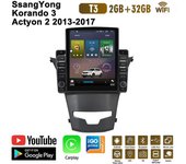 Radio de coche de 9,7 pulgadas para SsangYong Korando 3 Actyon 2 2013-2017 Android 2 DIN Tesla Pantalla vertical Carplay Reproductor multimedia de radio automático 2 + 32 GB