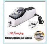 Afilador de cuchillos eléctrico USB profesional, cuchillos de cocina ajustables, herramienta de afilado rápido, accesorios de cocina para afilar cuchillos. 23.5x9x6.5