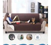 Funda de sofá impermeable de 1, 2 o 3 plazas, acolchada, antidesgaste, para perros, mascotas y niños, con cojín integrado, de doble cara 1 Seat rojo vino