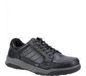 Hush Puppies Zapatillas de deporte con cordones de cuero Finley para hombre 6 UK negro