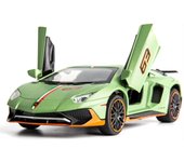 1:Coche modelo Lambo LP780 de 32 escalas, coche de juguete extraíble de aleación de zinc con sonido y luz para niños, niños y niñas 1/32-15.2x6.8x3.5cm verde