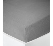 Drap housse  Noah  toutes dimensions  Gaze de Coton  - Noah Ardoise - 140 x 190 cm bonnet de 30 cm