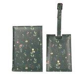 Juego de porta pasaporte y etiqueta para equipaje con diseño floral de Mountain Warehouse One Size caqui/verde