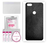 apgo Skin Adhesivo Protector para la Espalda Compatible con Alcatel 1v (2019), Película envolvente, papel de aluminio y vinilo - Patrón de cuero negro