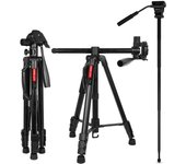 KINGJOY VT890H 178 cm/ 70 pulgadas trípode ligero portátil de aleación de aluminio monopié desmontable con negro