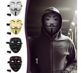 Máscara de hackers blanca V para Vendetta, máscara facial para Halloween, disfraz, fiesta de Cosplay One Size blanco