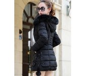 Ropa acolchada de algodón para invierno, abrigo largo con capucha para reparación del cuerpo, chaqueta acolchada para mujer, abrigo grueso L negro