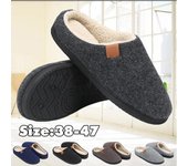 Zapatillas de Hombre Zapatillas de casa cálidas de Invierno Zapatillas de algodón para Interiores Zapatos de Piso para Dormitorio de Pareja Tallas Grandes 46-47 gris claro