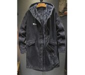 Chaqueta vaquera de invierno con capucha para hombre: abrigo holgado, grande, de algodón grueso y cálido, de longitud media. 5XL