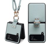 Funda tipo billetera cruzada a prueba de golpes para Samsung Galaxy Z Flip 3 4 5 5G, funda protectora para teléfono elegante y con correa larga Galaxy Z Flip 4