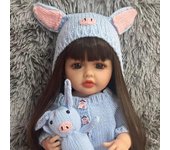 KEIUMI-muñecas de bebé Reborn realistas de dibujos animados, 55 cm, Cosplay, cerdo, muñeca recién nacida, niña Reborn, juguetes de cuerpo de vinilo de silicona completo 22 inch about 55 cm azul