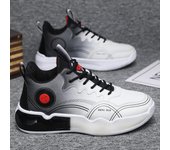 Zapatillas altas de cuero para hombre: Zapatillas de running y baloncesto informales para otoño/invierno, transpirables y que mejoran la altura. 39 negro