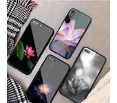 Funda de vidrio templado con diseño de flor de loto para iPhone 12, 11 Pro Max, 5, 6, 7, 8 Plus, X, XS, XR, XSMax, 12 Pro iPhone 5 5S SE